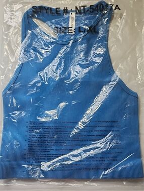 Zenana Outfitters Blue Ribbed, Cropped Tank Top